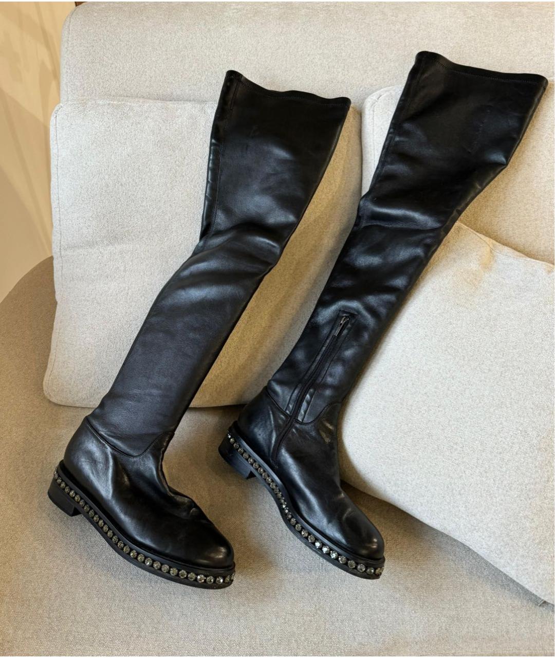 LE SILLA Черные кожаные ботфорты, фото 2