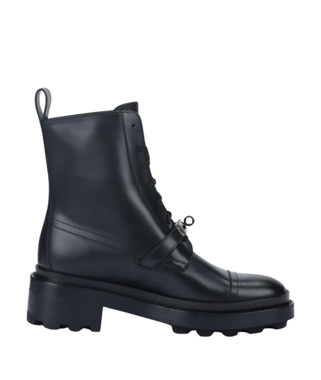 HERMES Черные кожаные ботинки, фото 1