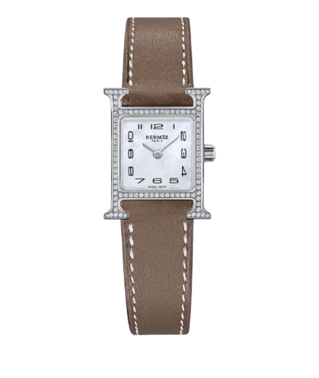 HERMES Коричневые часы из белого золота, фото 1