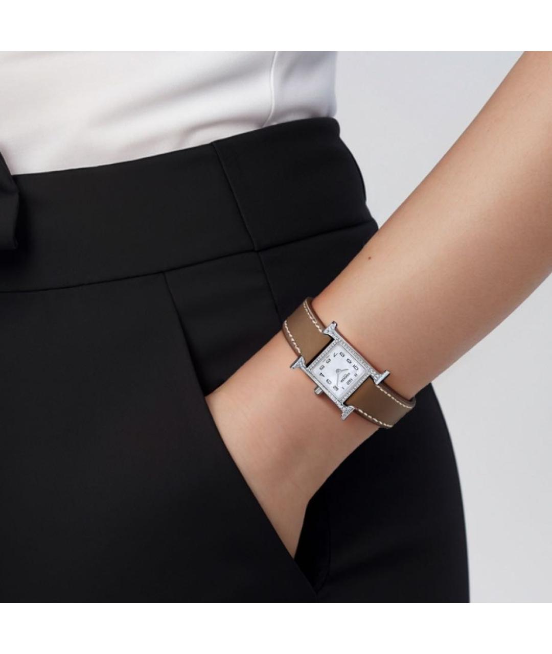 HERMES Коричневые часы из белого золота, фото 2