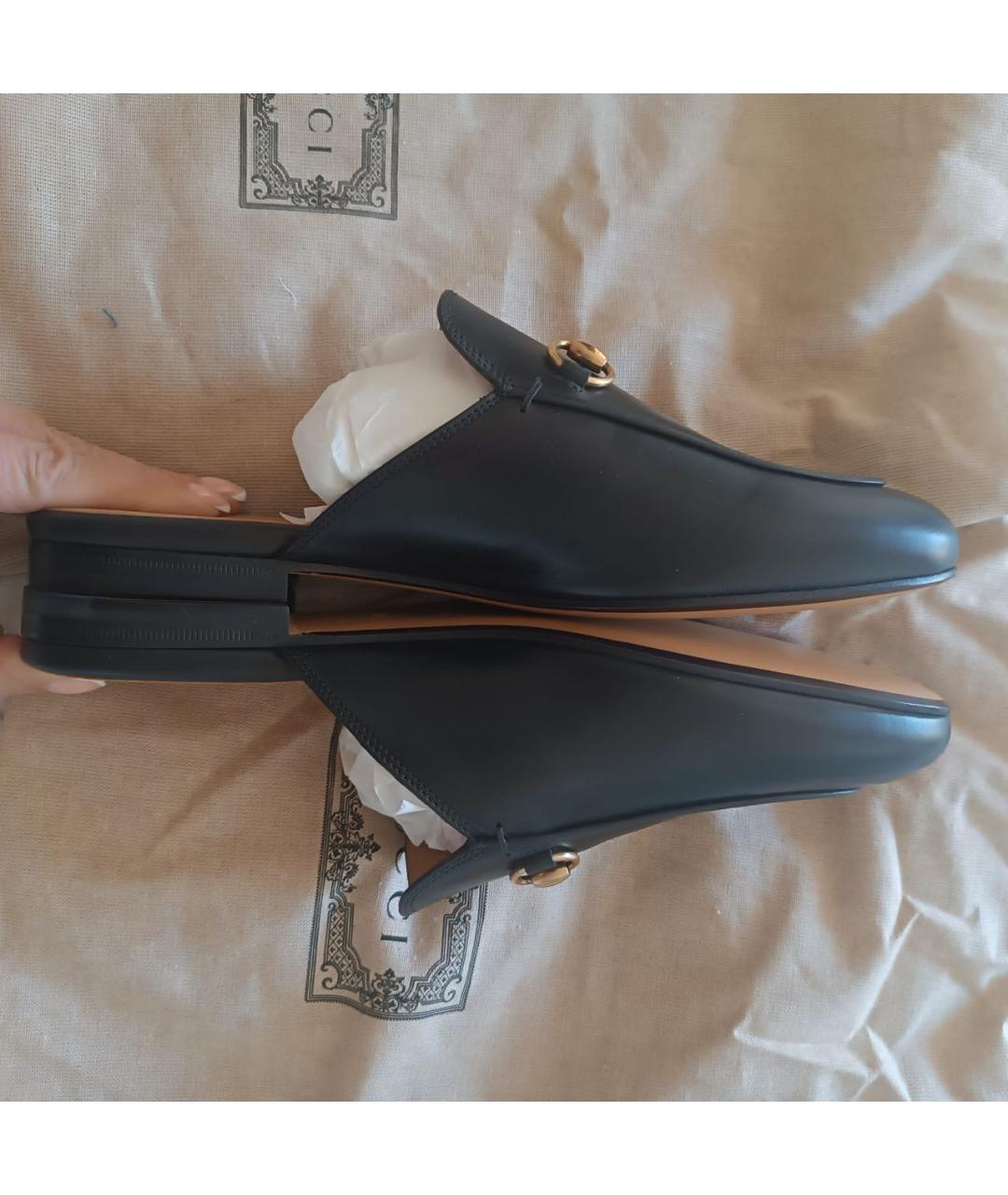 GUCCI Черные кожаные сабо, фото 4