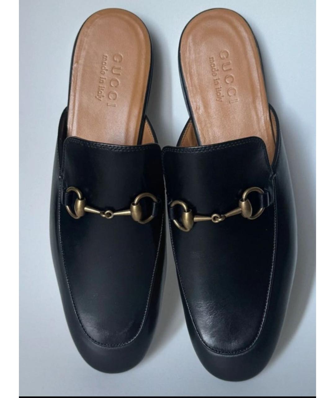 GUCCI Черные кожаные сабо, фото 5