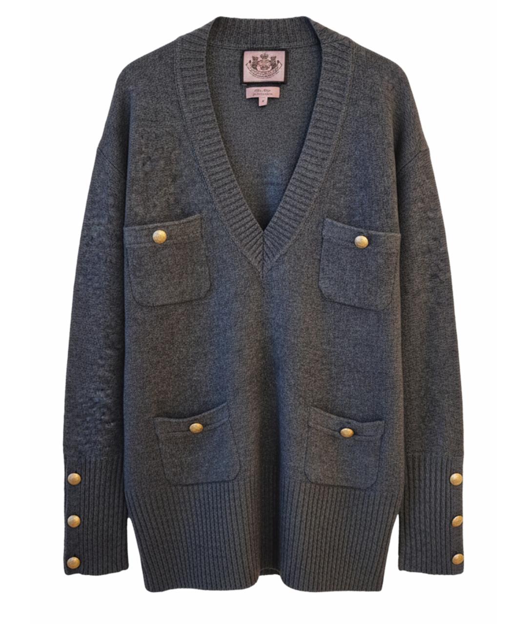 JUICY COUTURE Серый шерстяной кардиган, фото 1