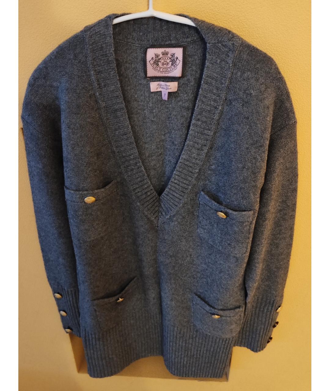 JUICY COUTURE Серый шерстяной кардиган, фото 10