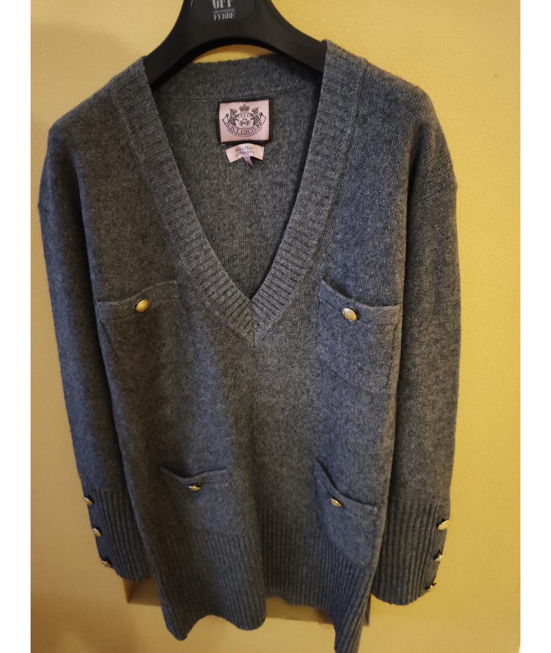 JUICY COUTURE Серый шерстяной кардиган, фото 2