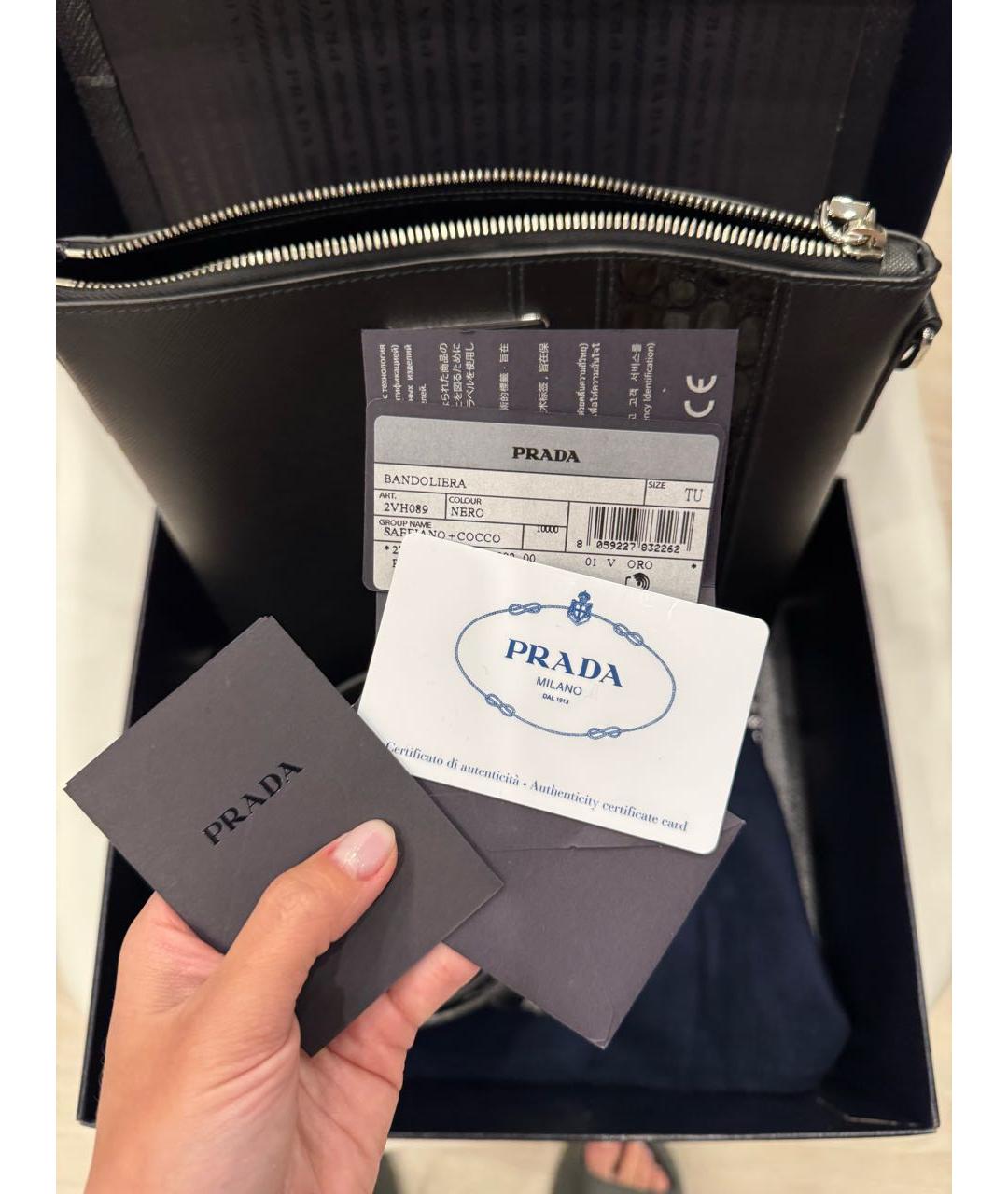 PRADA Черная кожаная сумка на плечо, фото 5