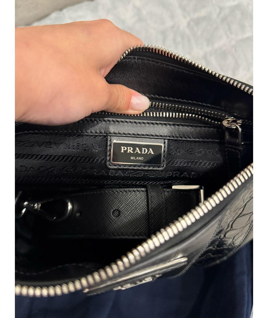 PRADA Черная кожаная сумка на плечо, фото 7