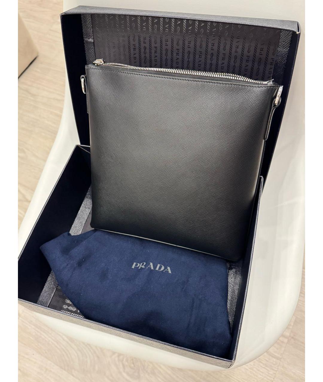 PRADA Черная кожаная сумка на плечо, фото 2