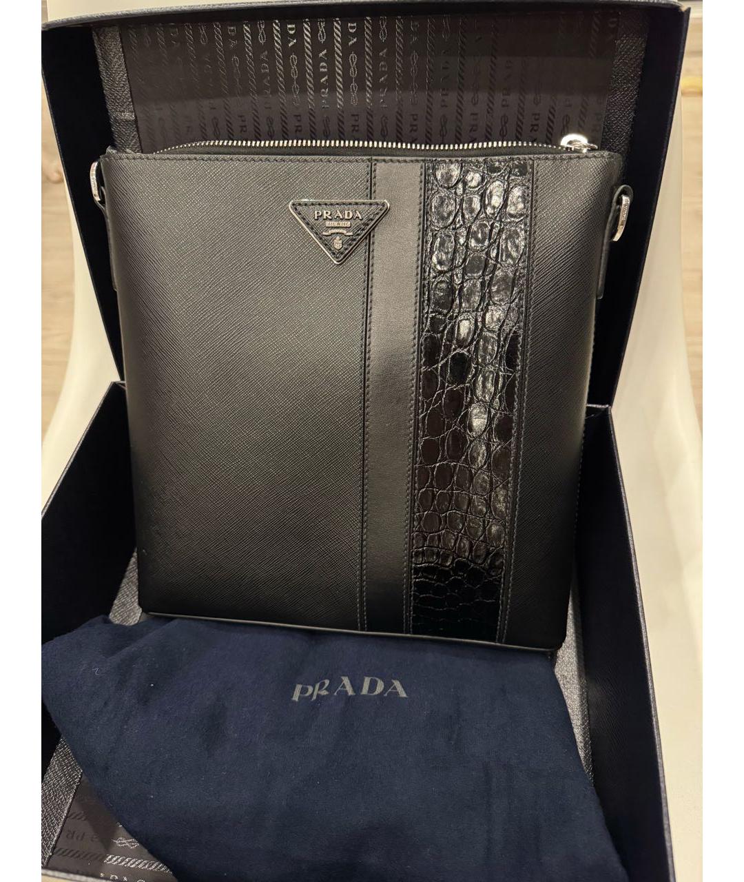 PRADA Черная кожаная сумка на плечо, фото 9