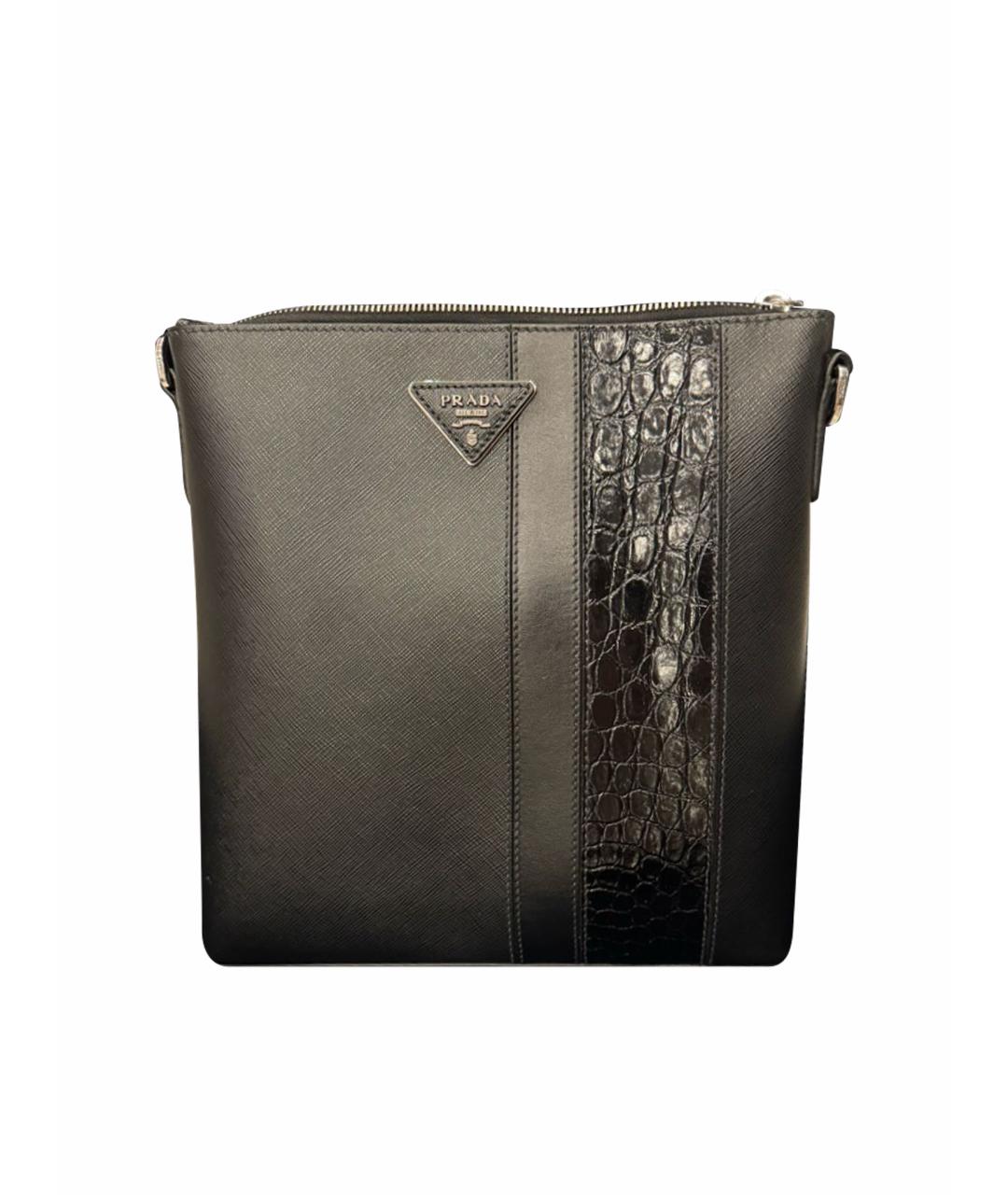 PRADA Черная кожаная сумка на плечо, фото 1