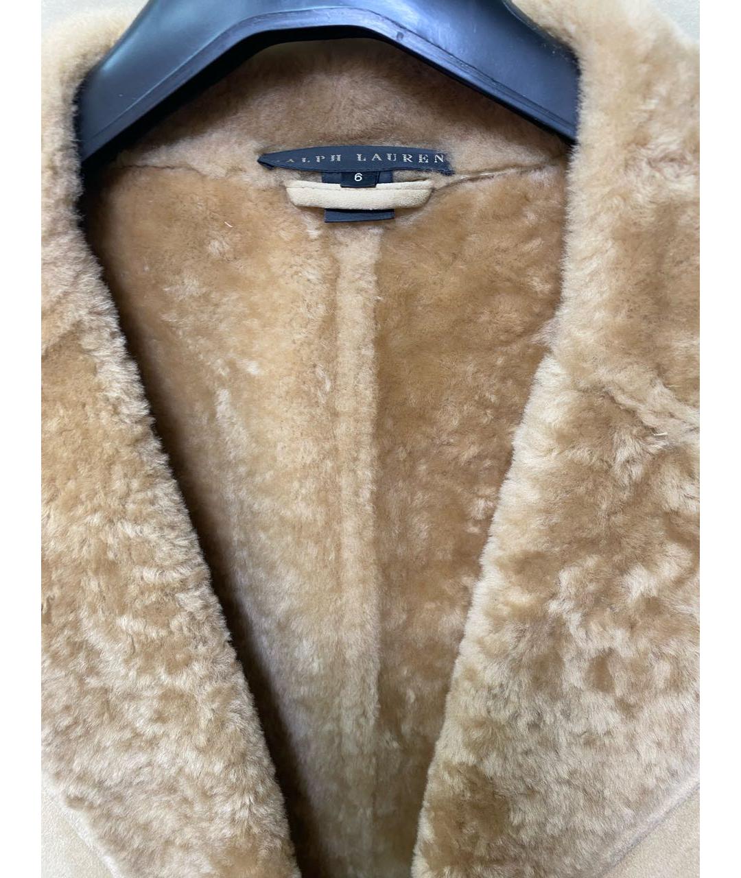 POLO RALPH LAUREN Бежевая кожаная дубленка/шуба, фото 3