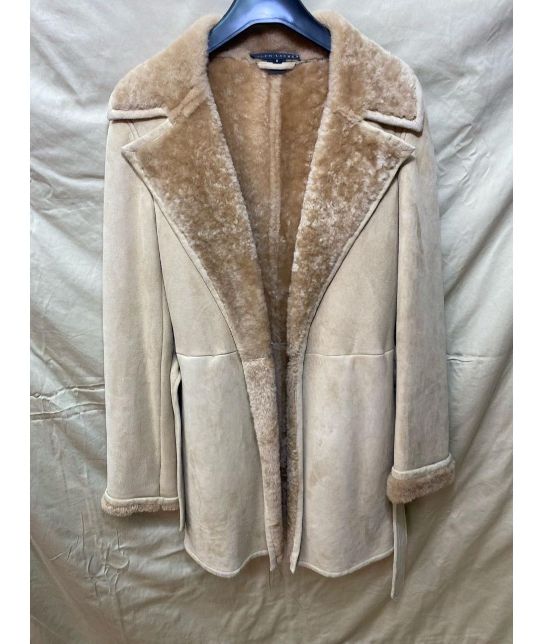 POLO RALPH LAUREN Бежевая кожаная дубленка/шуба, фото 9