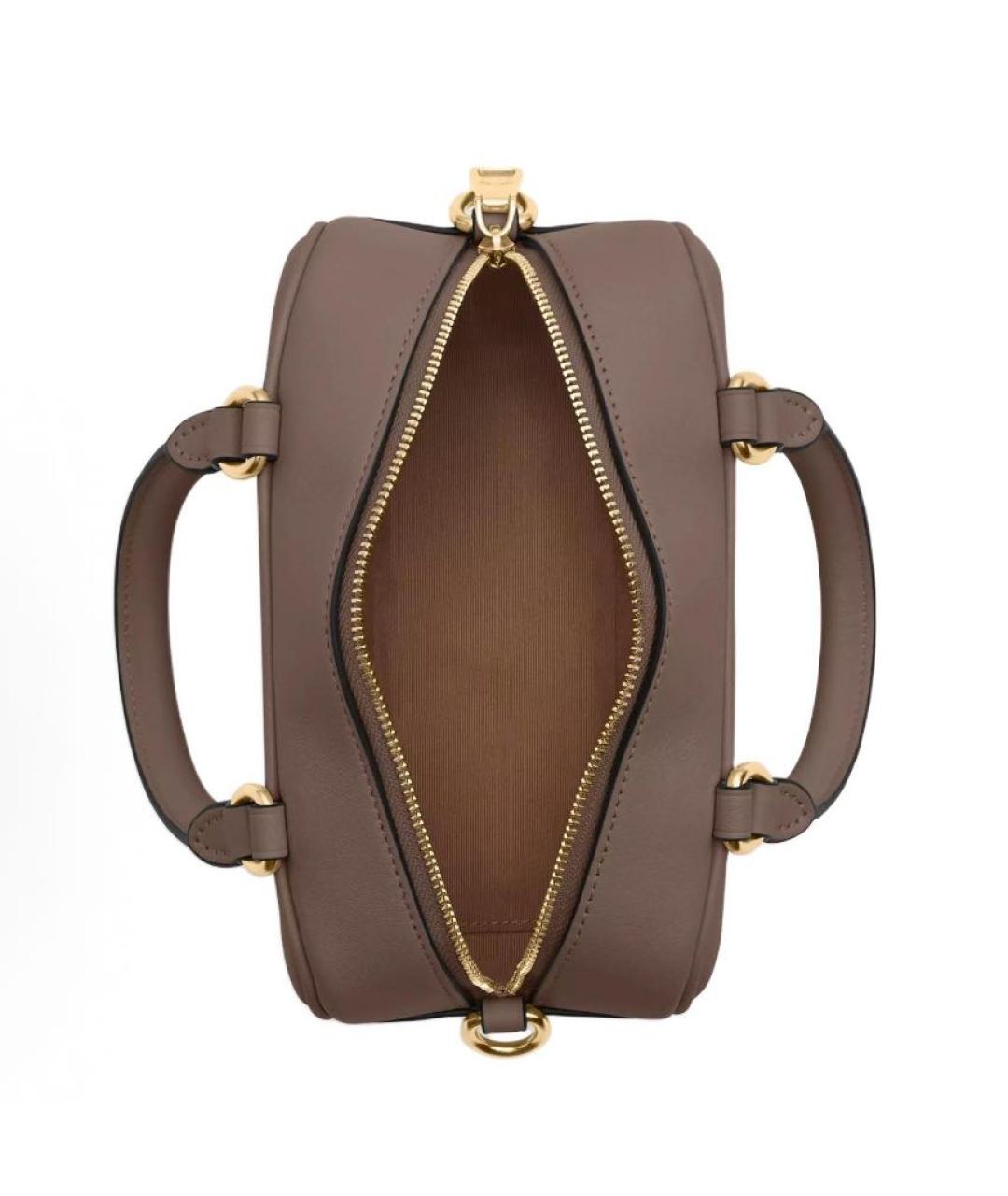 COACH Бежевая кожаная сумка с короткими ручками, фото 3