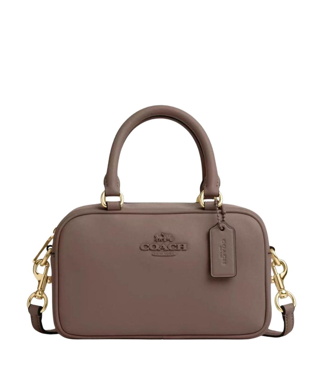 COACH Бежевая кожаная сумка с короткими ручками, фото 1