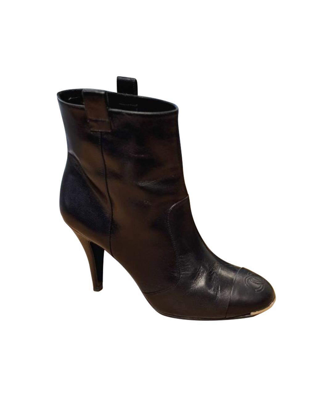 CHANEL Черные кожаные ботильоны, фото 1