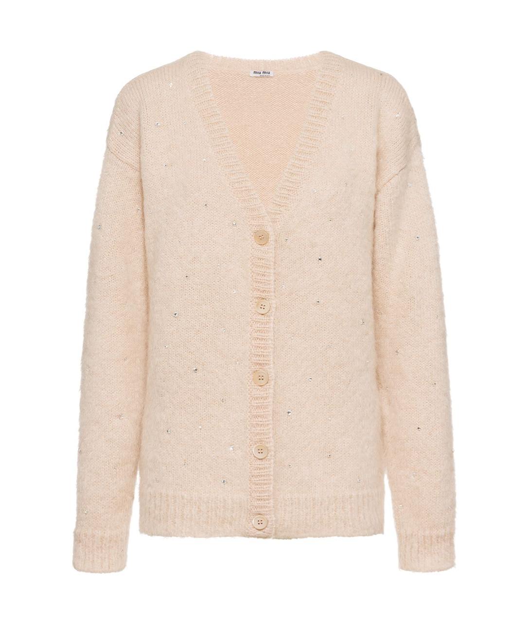 MIU MIU Бежевый шерстяной кардиган, фото 1