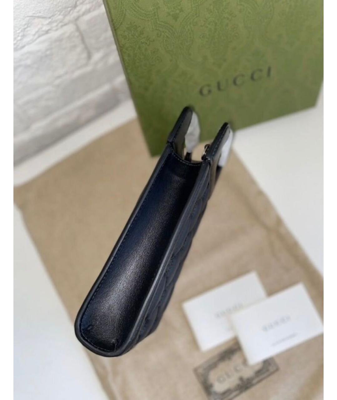 GUCCI Черная кожаная сумка через плечо, фото 7