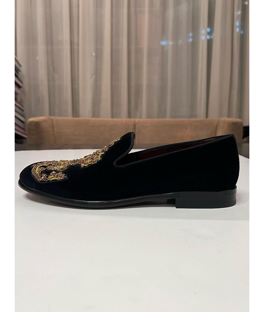 DOLCE&GABBANA Черные бархатные лоферы, фото 6