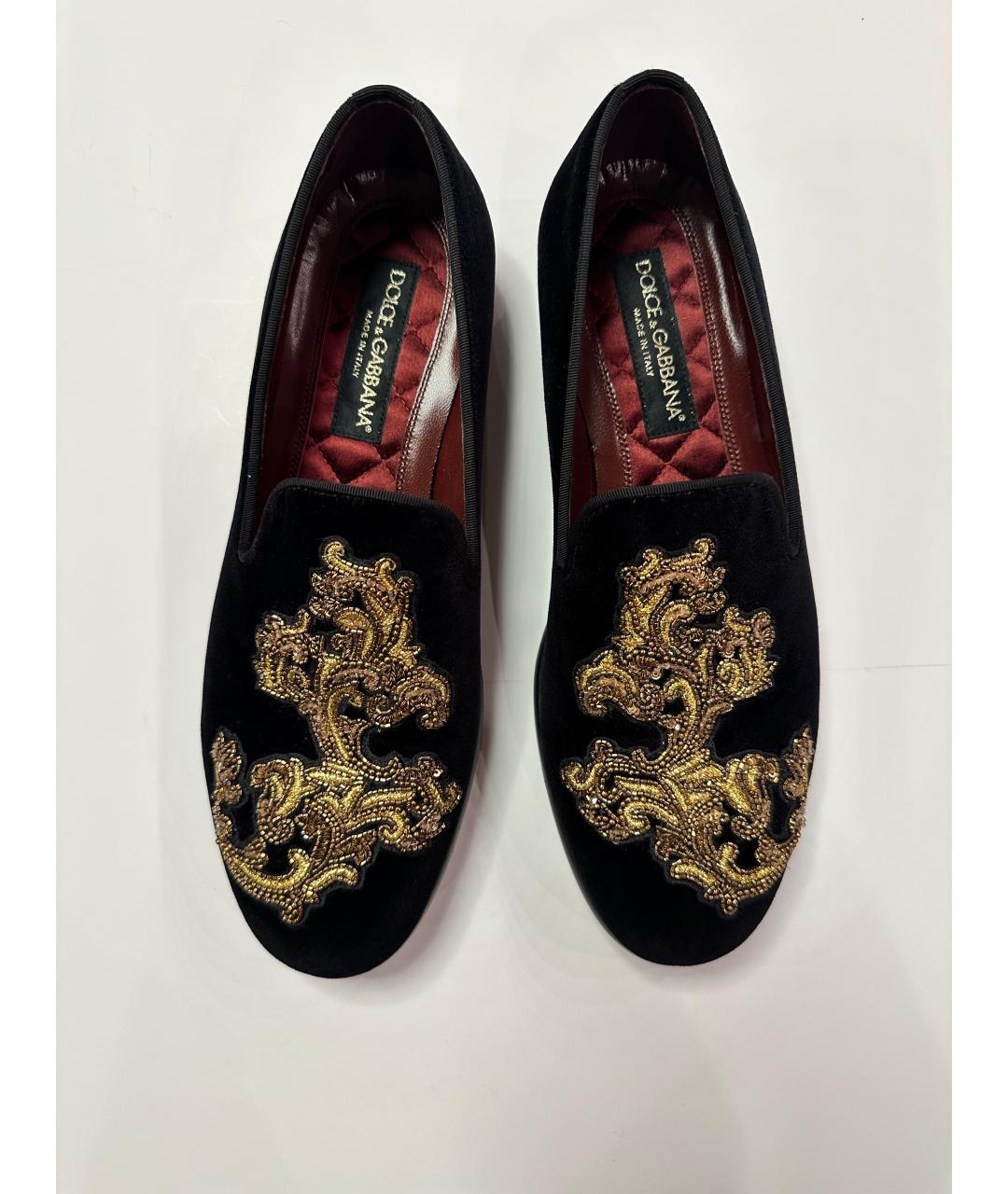 DOLCE&GABBANA Черные бархатные лоферы, фото 2