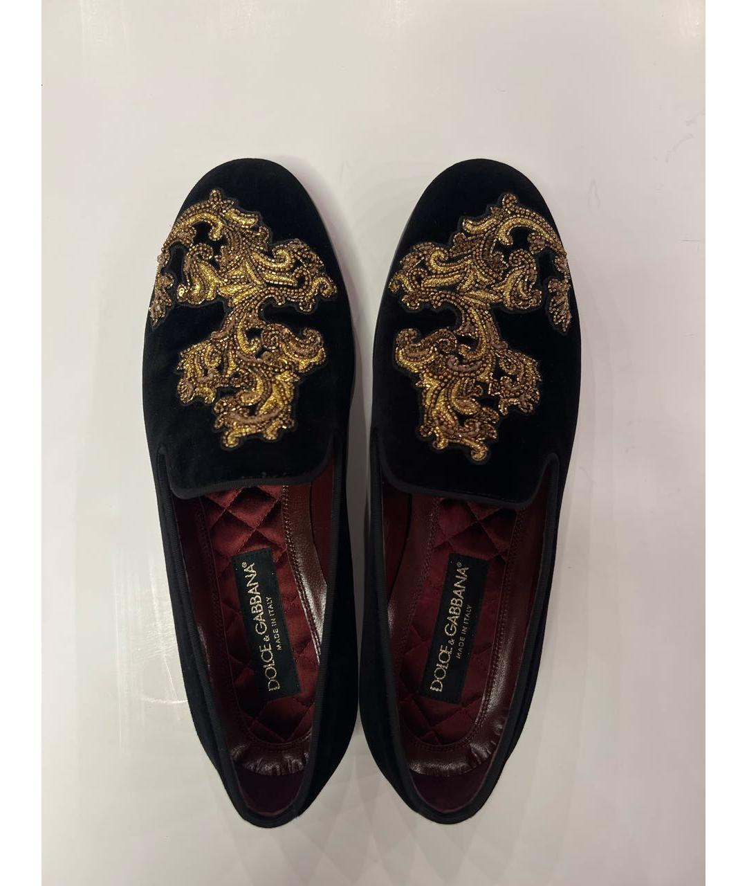 DOLCE&GABBANA Черные бархатные лоферы, фото 4