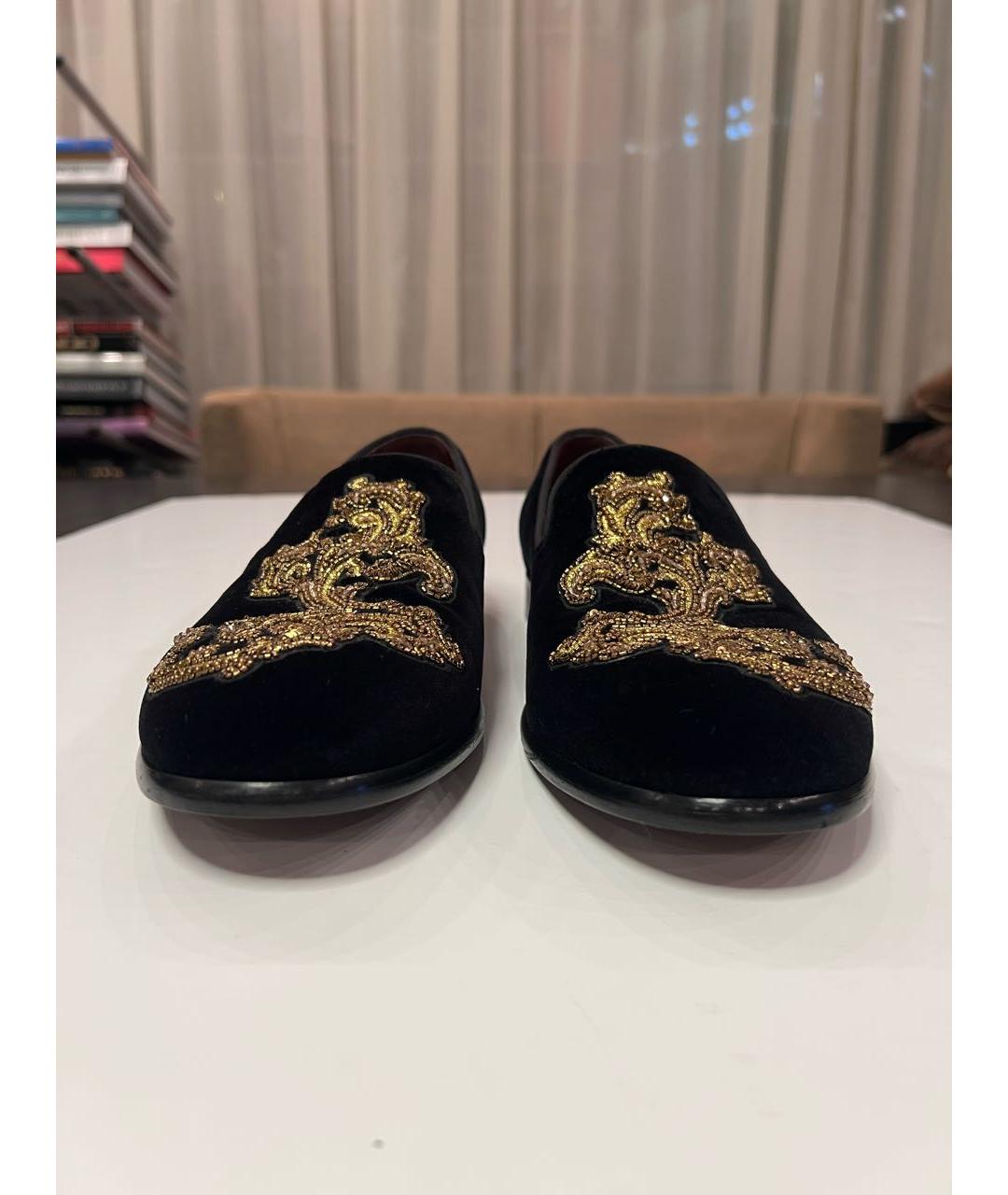 DOLCE&GABBANA Черные бархатные лоферы, фото 3