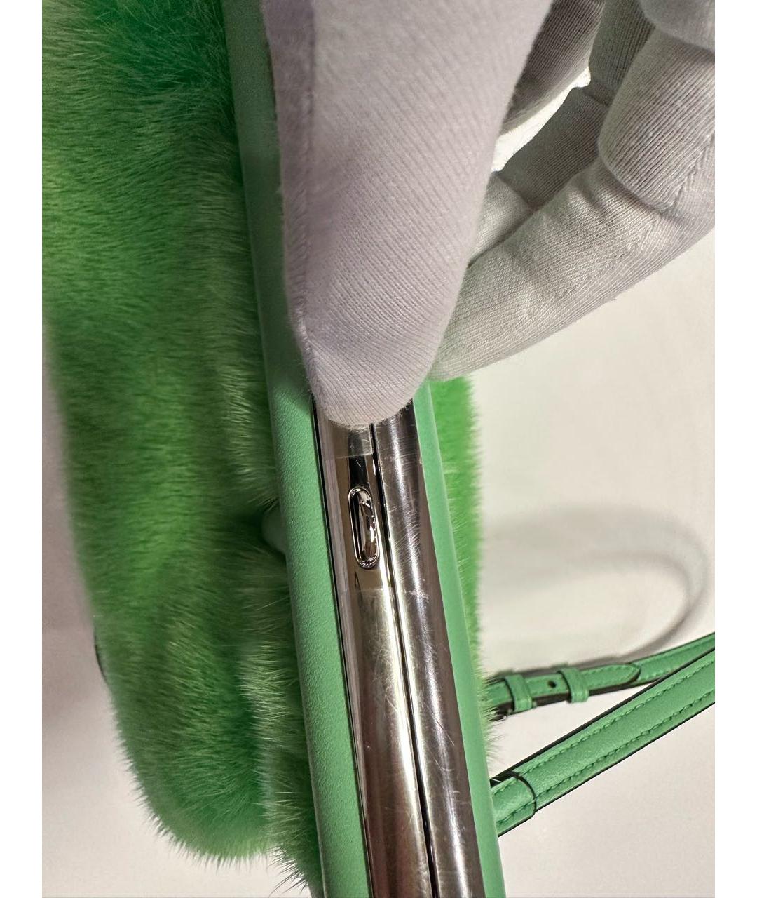 FENDI Салатовая меховая сумка через плечо, фото 3