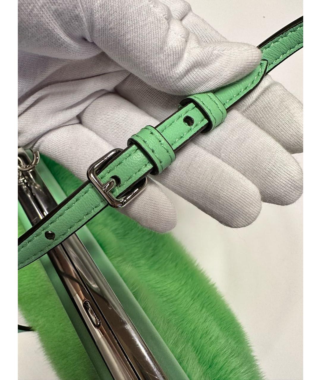 FENDI Салатовая меховая сумка через плечо, фото 4