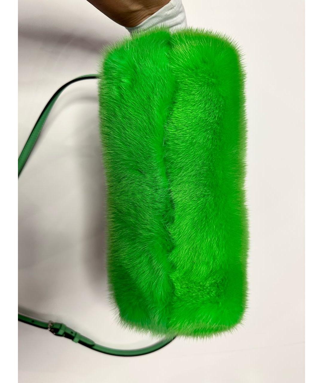FENDI Салатовая меховая сумка через плечо, фото 5