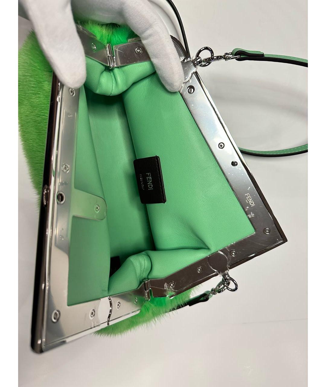 FENDI Салатовая меховая сумка через плечо, фото 2