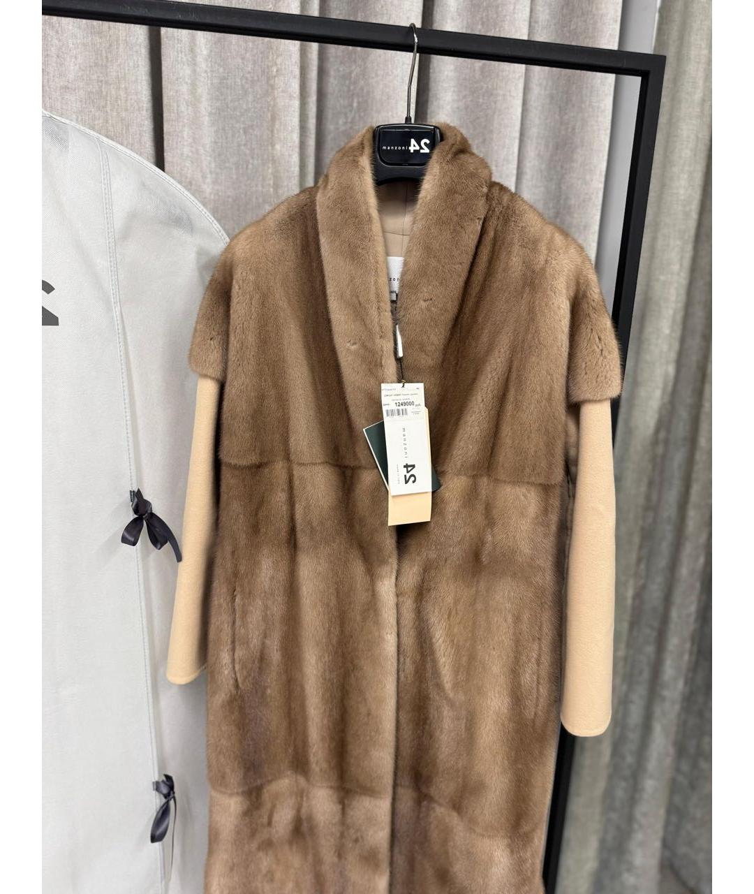 MANZONI 24 Бежевая меховая шуба, фото 3