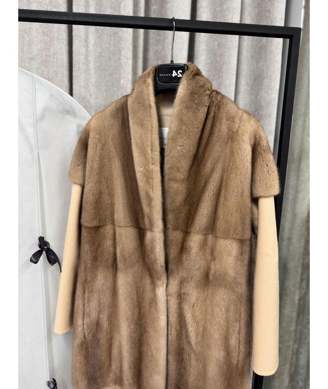MANZONI 24 Бежевая меховая шуба, фото 4