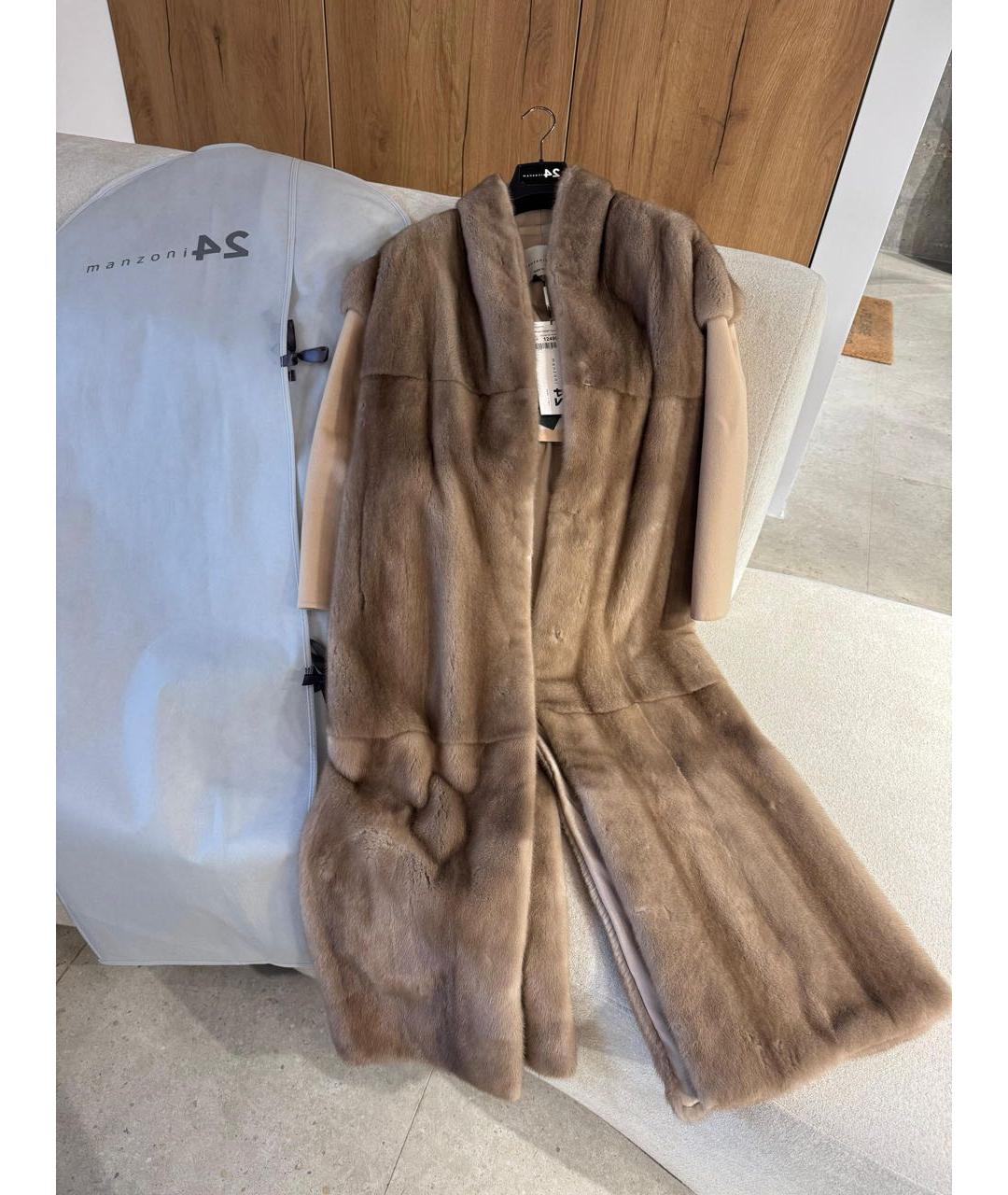 MANZONI 24 Бежевая меховая шуба, фото 2
