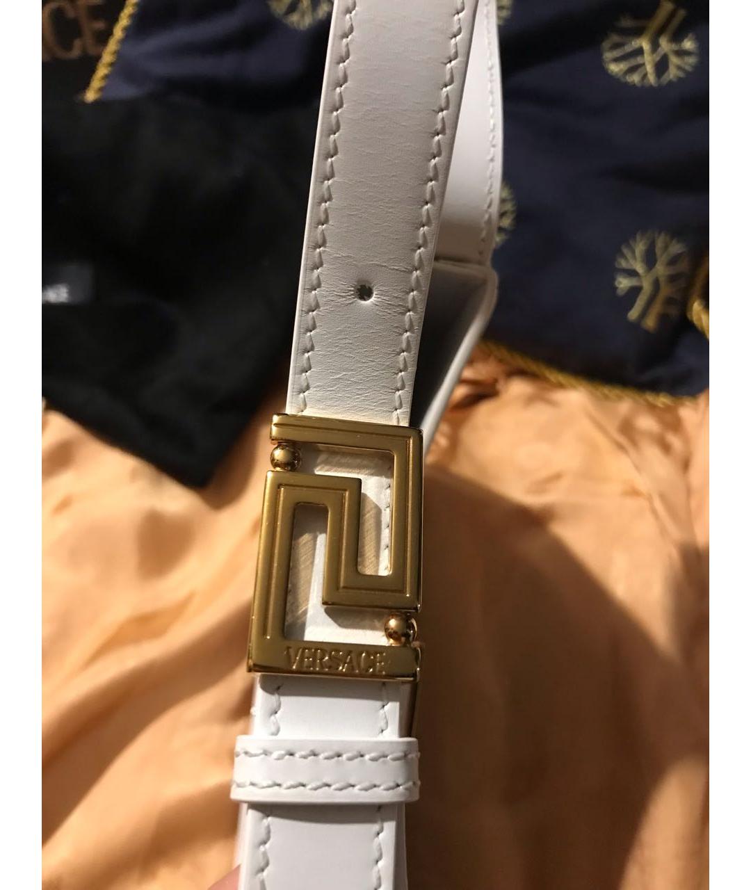 VERSACE Белая кожаная сумка с короткими ручками, фото 6