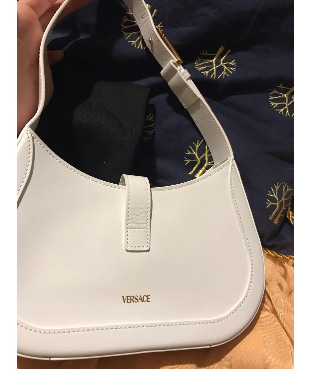 VERSACE Белая кожаная сумка с короткими ручками, фото 2