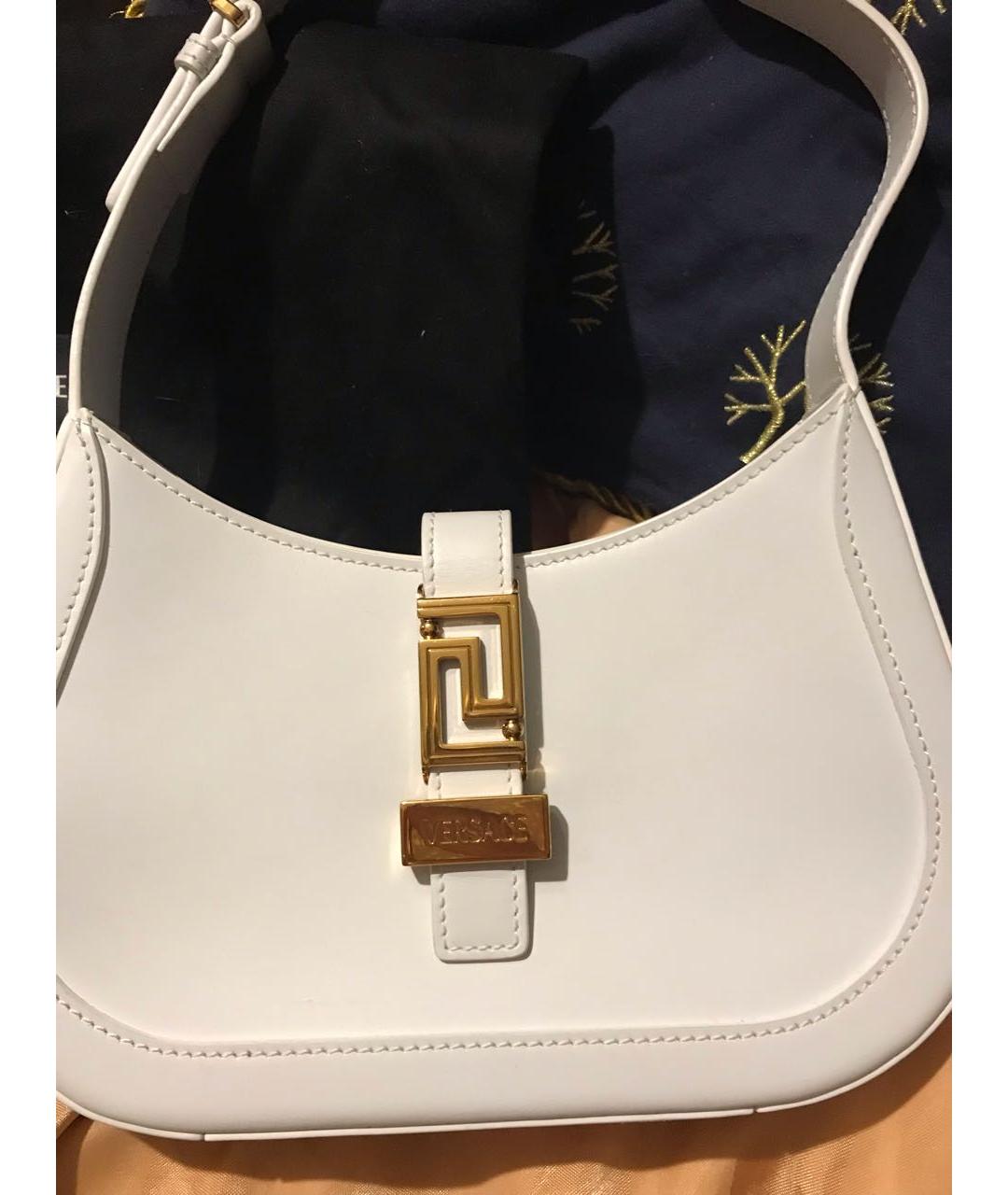 VERSACE Белая кожаная сумка с короткими ручками, фото 8