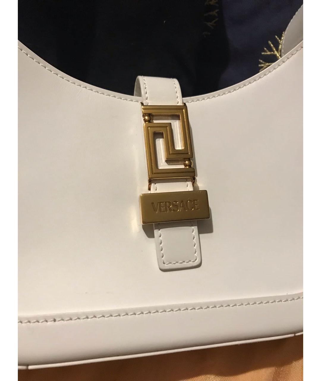 VERSACE Белая кожаная сумка с короткими ручками, фото 7