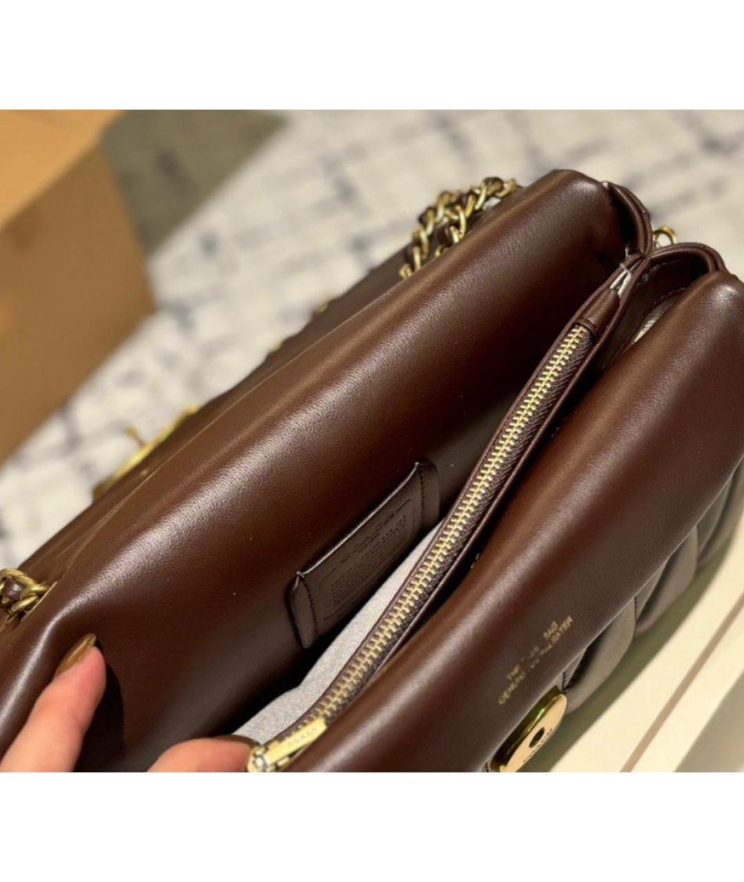 COACH Коричневая кожаная сумка через плечо, фото 7