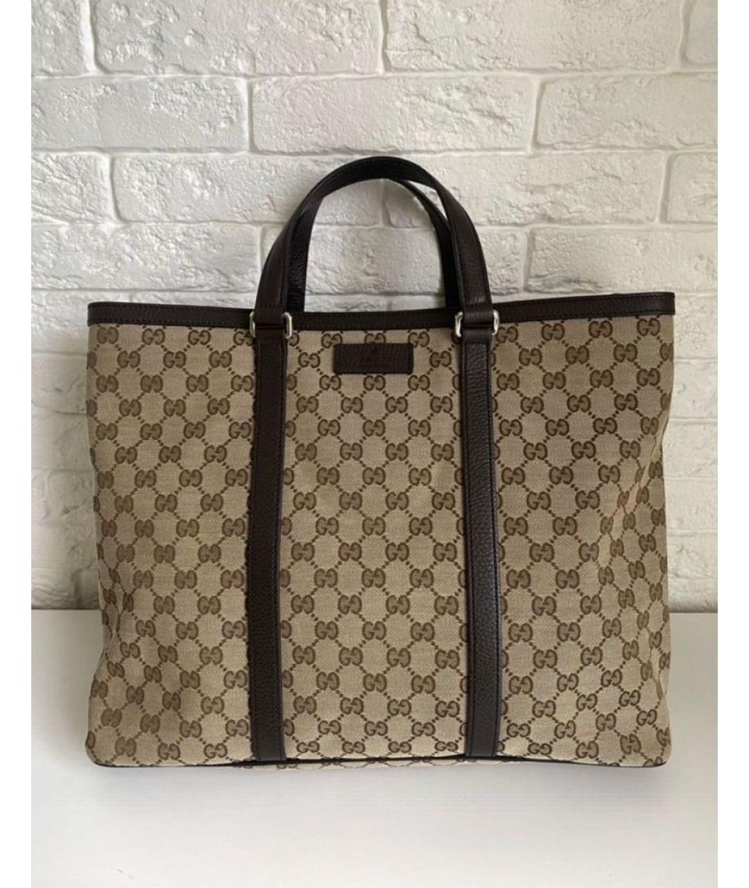 GUCCI Бежевая кожаная сумка с короткими ручками, фото 2