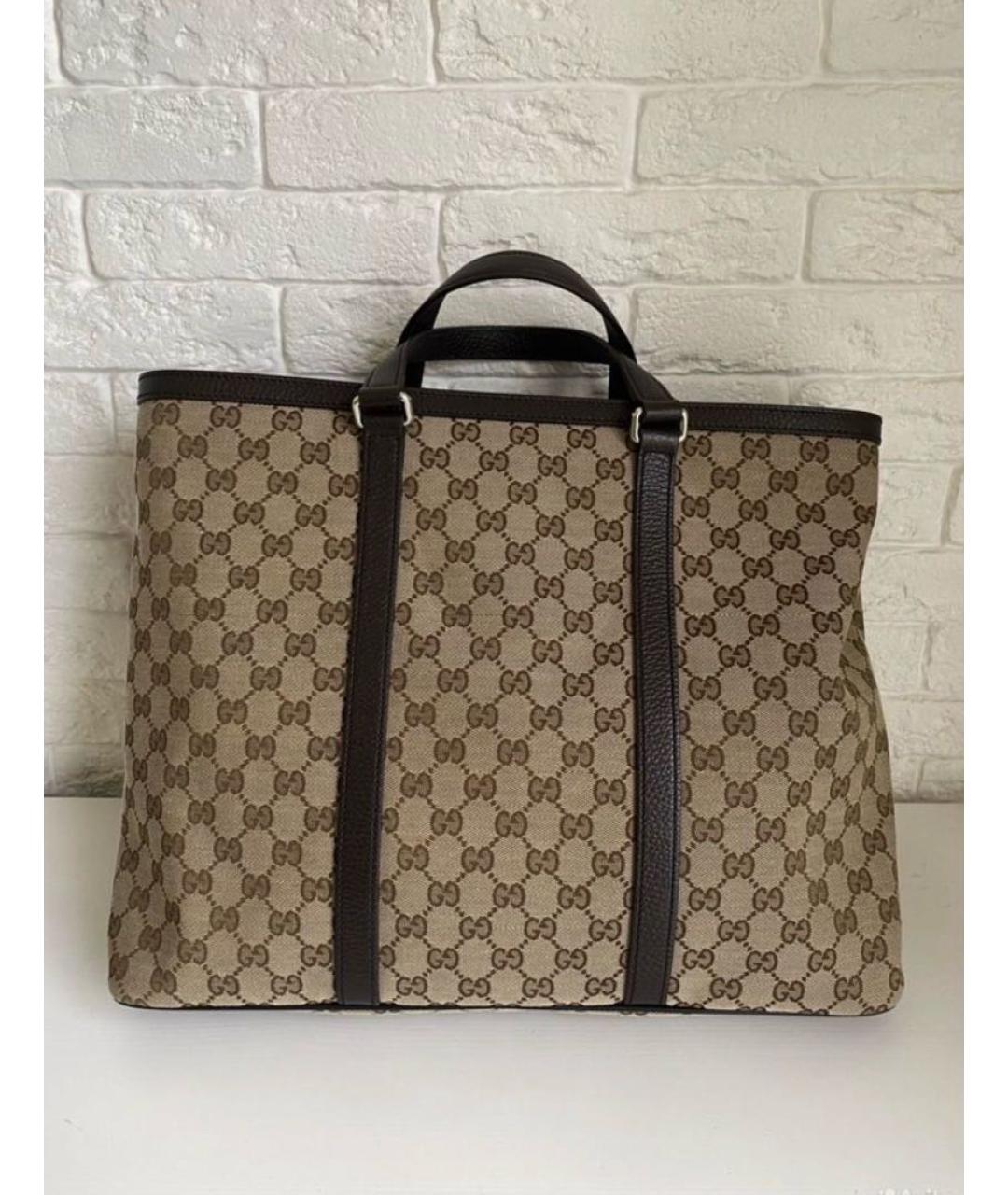 GUCCI Бежевая кожаная сумка с короткими ручками, фото 3