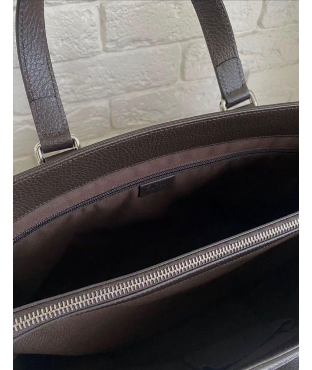 GUCCI Бежевая кожаная сумка с короткими ручками, фото 6