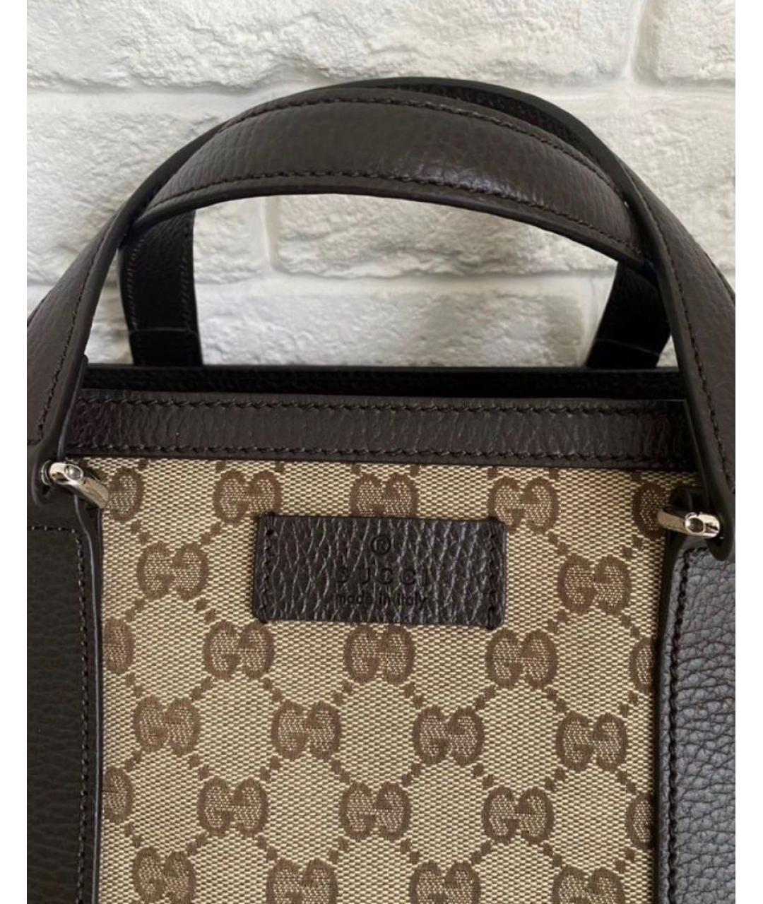 GUCCI Бежевая кожаная сумка с короткими ручками, фото 5