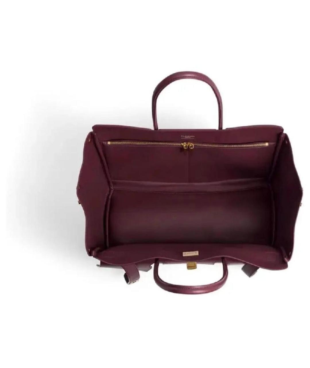 BALENCIAGA Бордовая кожаная сумка с короткими ручками, фото 4