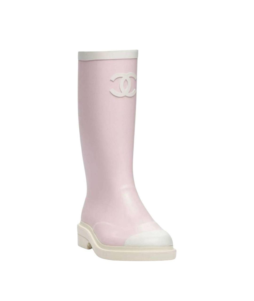 CHANEL Розовые резиновые сапоги, фото 1