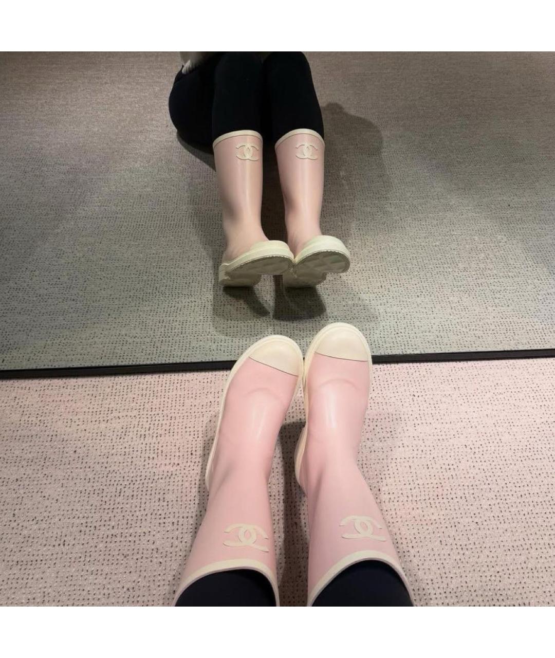 CHANEL Розовые резиновые сапоги, фото 3