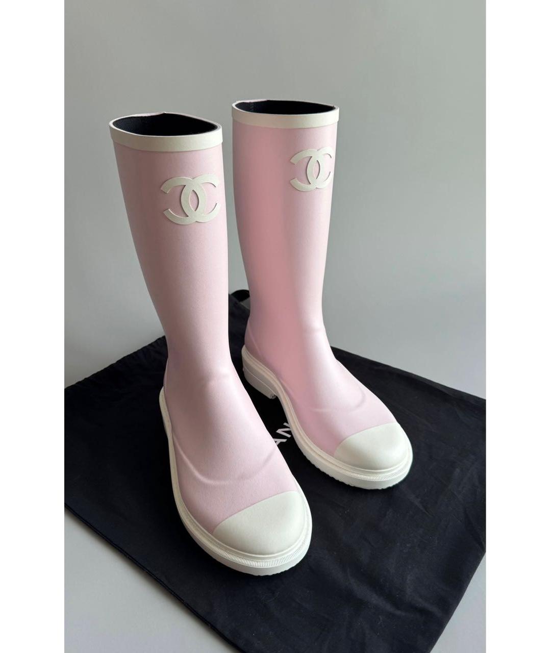 CHANEL Розовые резиновые сапоги, фото 5