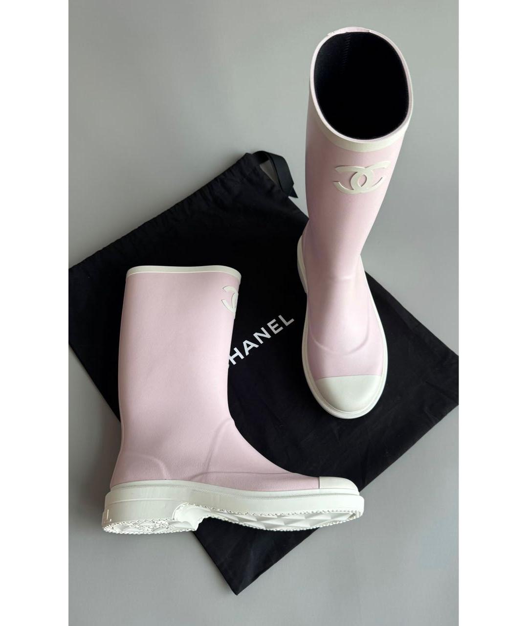 CHANEL Розовые резиновые сапоги, фото 4