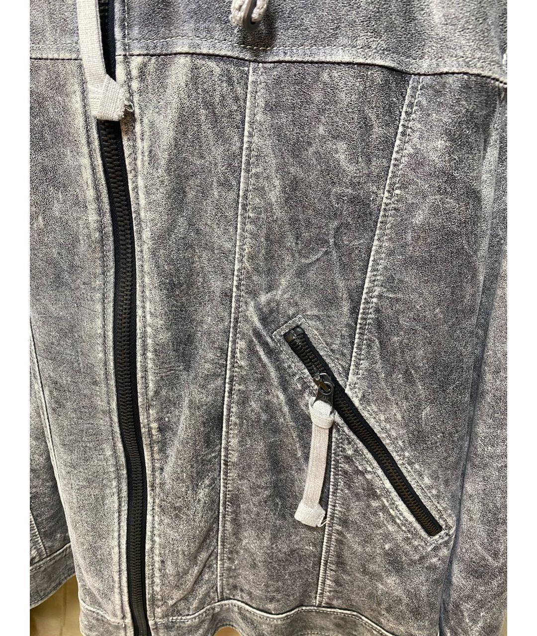 ARMANI JEANS Серая кожаная куртка, фото 4