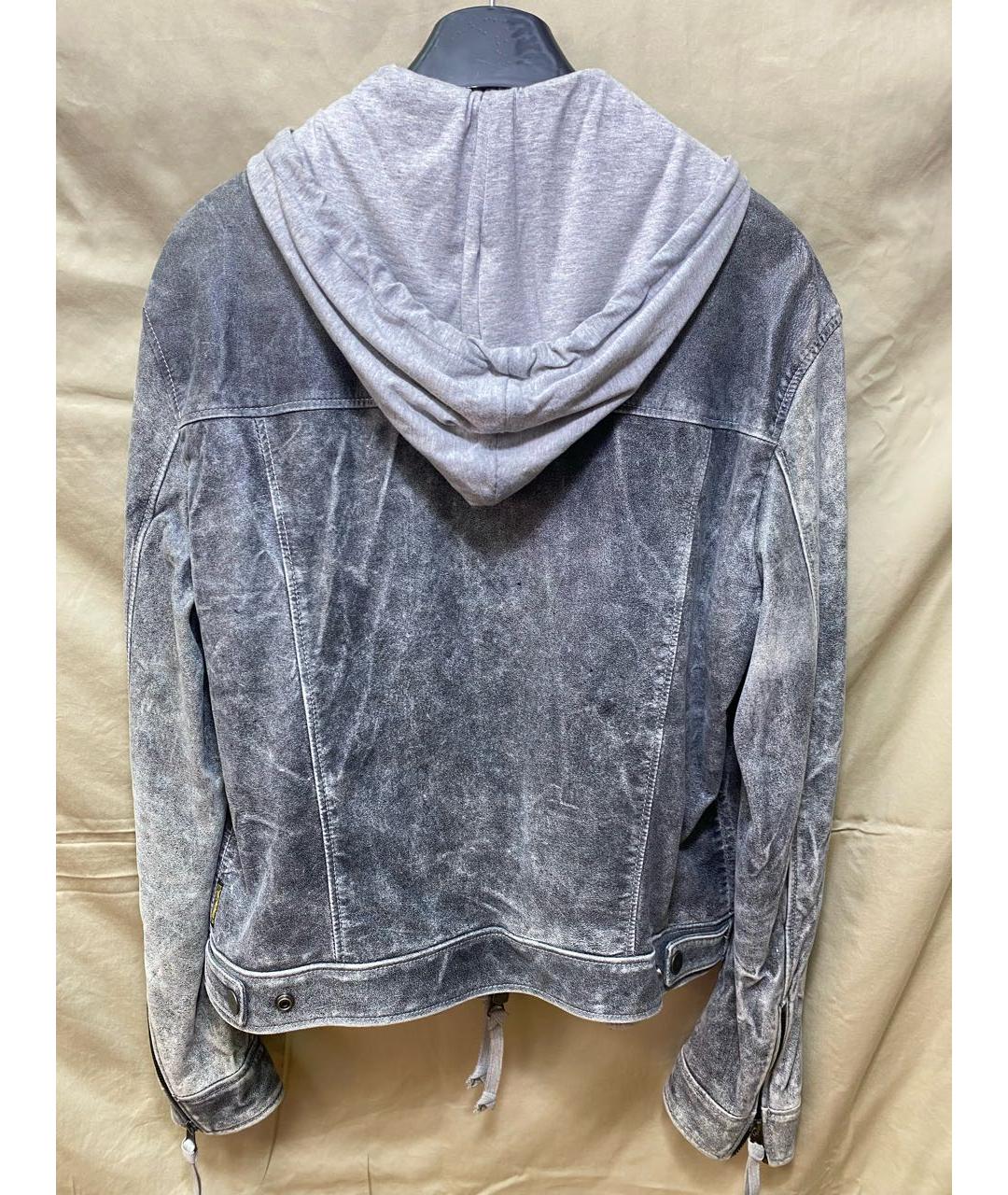 ARMANI JEANS Серая кожаная куртка, фото 2