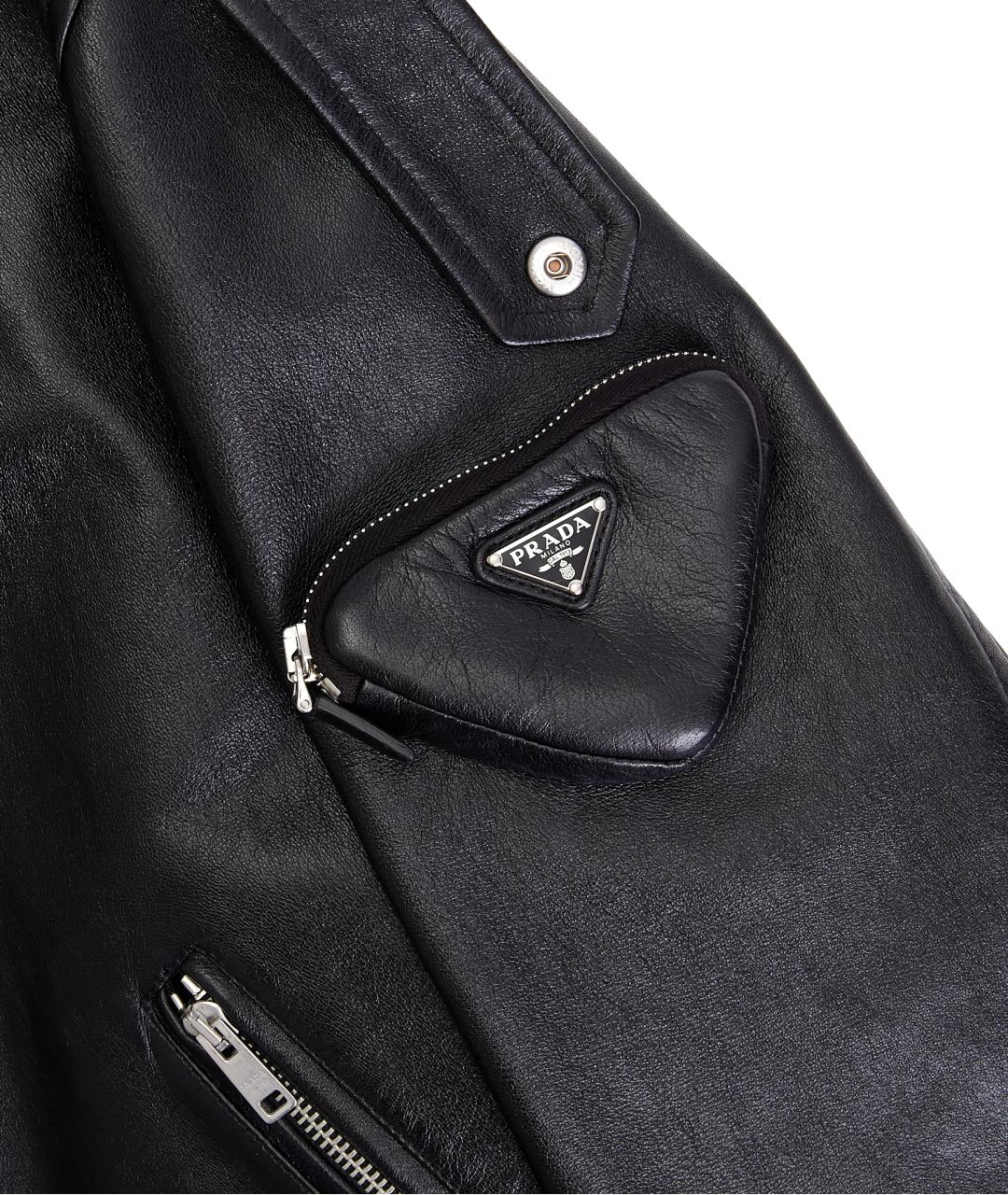PRADA Черная кожаная куртка, фото 6