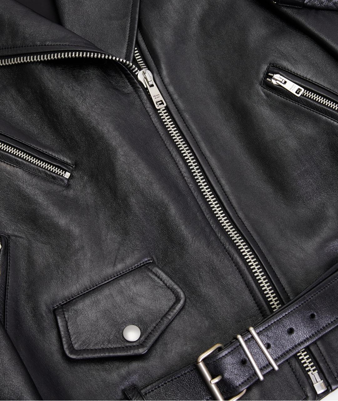 PRADA Черная кожаная куртка, фото 5